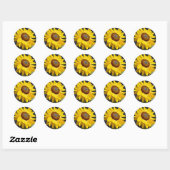 Heldere gele zonnebloem ronde sticker (Vel)
