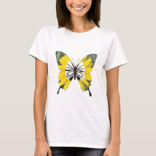 Heldere gele zonnebloem vlinder t-shirt
