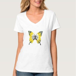 Heldere gele zonnebloem vlinder t-shirt