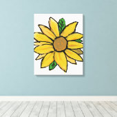 Heldere gele zonnebloemen canvas afdruk (Insitu (Houten vloer))