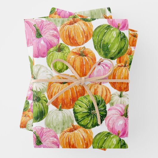 Heldere gelukkige pompoenen inpakpapier vel (In situ)