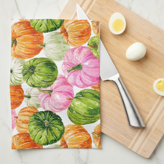 Heldere gelukkige pompoenen theedoek (Quarter Fold)