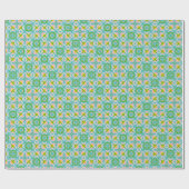 Heldere geometrische caleidoscooppatroon blauwgroe cadeaupapier (Vlak)