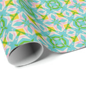 Heldere geometrische caleidoscooppatroon blauwgroe cadeaupapier (Rol Hoek)