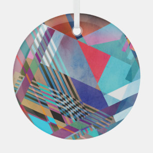 Heldere geometrische: kleurrijke Abstracte achterg Glas Ornament