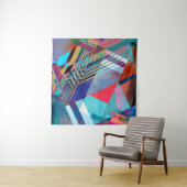 Heldere geometrische: kleurrijke Abstracte achterg Wandkleed (In Situ (horizontaal))