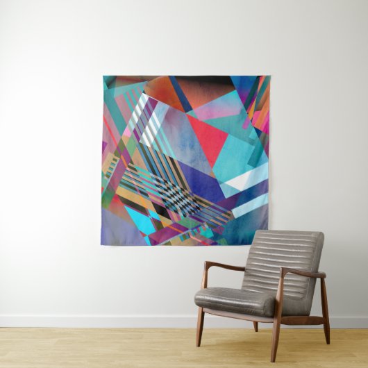 Heldere geometrische: kleurrijke Abstracte achterg Wandkleed (In situ)