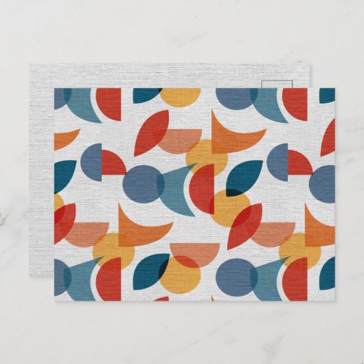 Heldere geometrische retro abstracte midcentury mo feestdagenkaart (Voorkant / Achterkant)