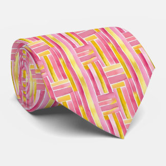 Heldere geometrische "roze limonade" Abstract Stropdas