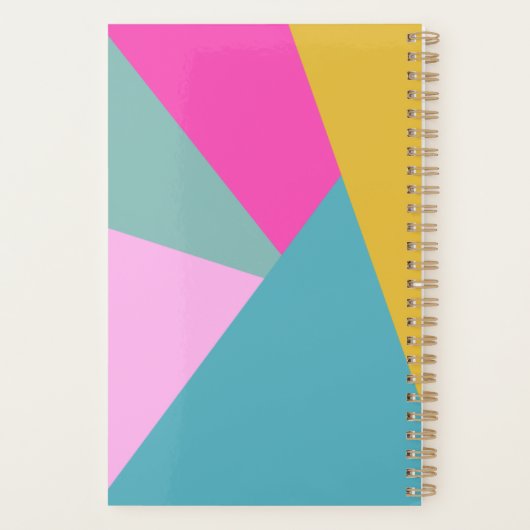 Heldere geometrische zonnesburstvormen Blauw, spec Planner (Achterkant)