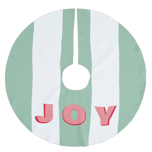 Heldere Gestreepte Groene Moderne "Vreugde" Typogr Kerstboom Rok (Voorkant)