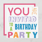 Heldere Girly Kleuren Teen Tween Verjaardagsfeest Kaart (Voorkant / Achterkant)