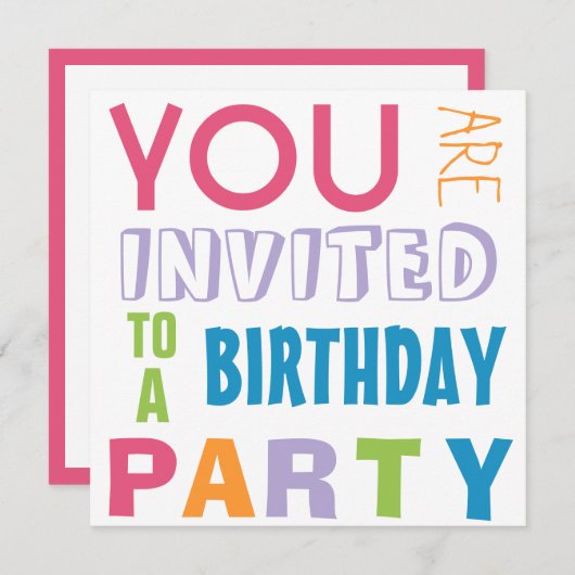 Heldere Girly Kleuren Teen Tween Verjaardagsfeest Kaart (Voorkant / Achterkant)