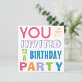 Heldere Girly Kleuren Teen Tween Verjaardagsfeest Kaart (Staand voorkant)