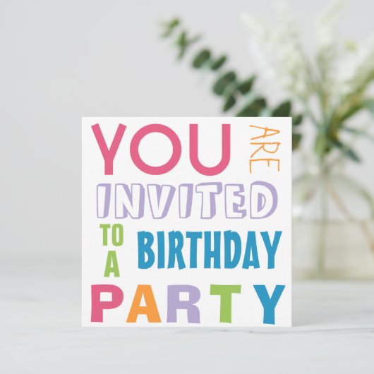 Heldere Girly Kleuren Teen Tween Verjaardagsfeest Kaart (Staand voorkant)