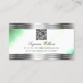 Heldere glanzende munt met zilveren randen QR-code Visitekaartje (Achterkant)