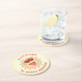 Heldere glimlachende zonneschijn ronde kartonnen onderzetter (Insitu)