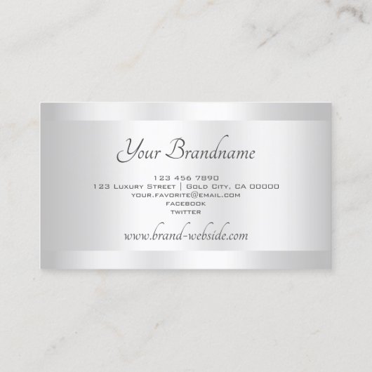 Heldere Glinsterende Zilveren Ovaal Details Decora Visitekaartje (Achterkant)