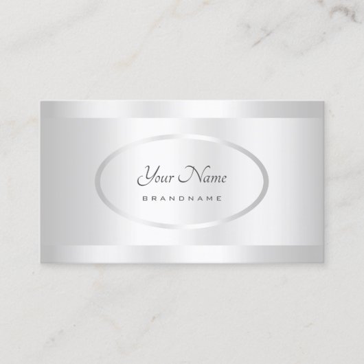 Heldere Glinsterende Zilveren Ovaal Details Decora Visitekaartje (Voorkant)