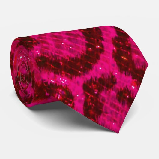 Heldere Glitter Gem roze en zwarte luipaard afdruk Stropdas (Opgerold)