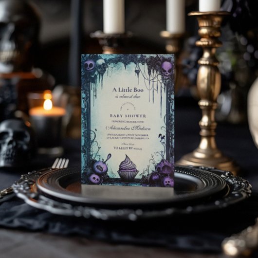 Heldere Gotische Halloween Baby Shower Kaart