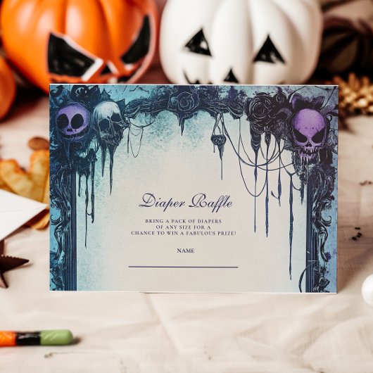 Heldere Gotische Halloween Luier Raffle Informatiekaartje