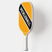Heldere Gouden Geel Zwart Diagonaal Racing Stripes Pickleball Paddle (Links)