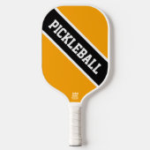 Heldere Gouden Geel Zwart Diagonaal Racing Stripes Pickleball Paddle (Voorkant)