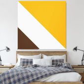 Heldere Gouden Sinaasappel Wit Bruin Slant Stripes Canvas Afdruk (Insitu (Slaapkamer))
