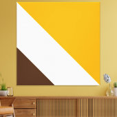Heldere Gouden Sinaasappel Wit Bruin Slant Stripes Canvas Afdruk (Insitu (Woonkamer))