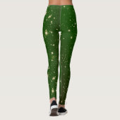 Heldere Gouden Twinkle Sterren Donkergroen Kerstmi Leggings (Achterkant)