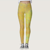 Heldere goudgele gemarmerde kunstpatroon leggings (Voorkant)