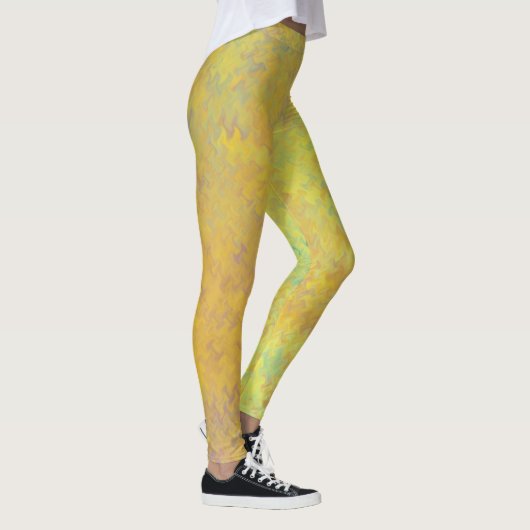Heldere goudgele gemarmerde kunstpatroon leggings (Rechts)