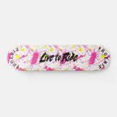 Heldere graffiti met zwart motto 'Live to Ride' Persoonlijk Skateboard (Horizontaal)