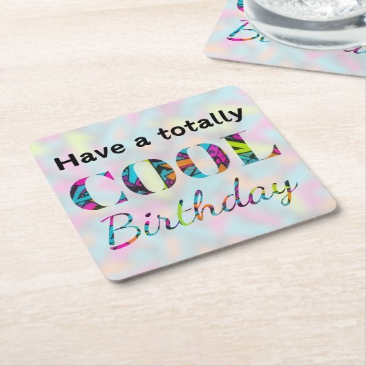 Heldere Graffiti Neon Effect Helemaal Cool Verjaar Kartonnen Onderzetters (Schuin)