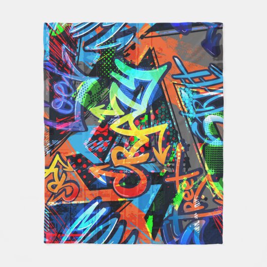 Heldere graffiti, stedelijke grafische vormgeving. fleece deken (Voorkant)