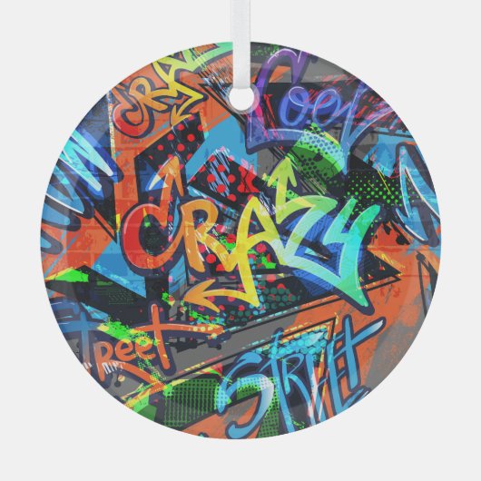 Heldere graffiti, stedelijke grafische vormgeving. glas ornament (Voorkant)