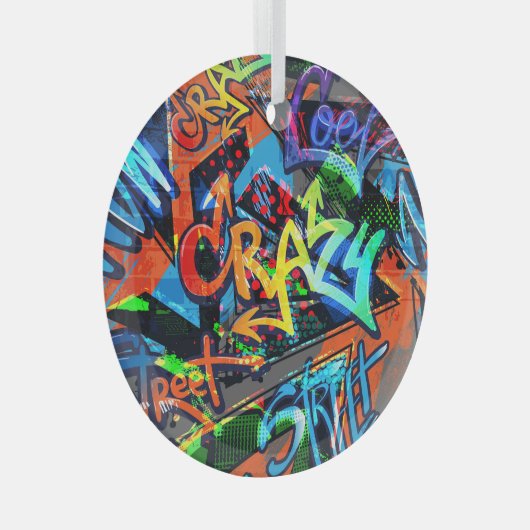 Heldere graffiti, stedelijke grafische vormgeving. glas ornament (Voorkant Rechts)