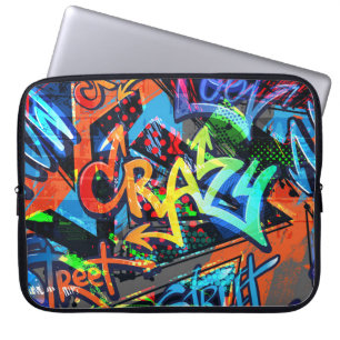 Heldere graffiti, stedelijke grafische vormgeving. laptop sleeve