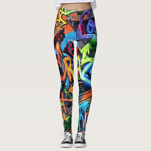 Heldere graffiti, stedelijke grafische vormgeving. leggings (Voorkant)