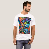 Heldere graffiti, stedelijke grafische vormgeving. t-shirt (Voorkant volledig)
