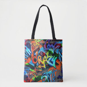 Heldere graffiti, stedelijke grafische vormgeving. tote bag