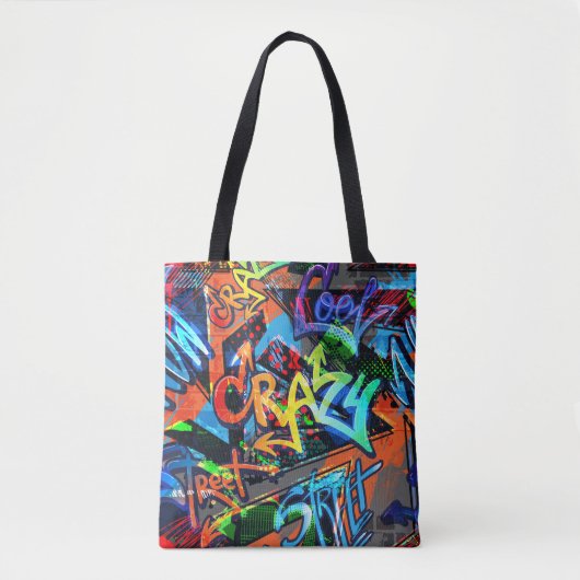 Heldere graffiti, stedelijke grafische vormgeving. tote bag (Voorkant)