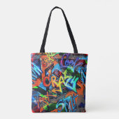 Heldere graffiti, stedelijke grafische vormgeving. tote bag (Achterkant)