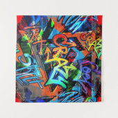 Heldere graffiti, stedelijke grafische vormgeving. wandkleed (Voorkant (horizontaal))