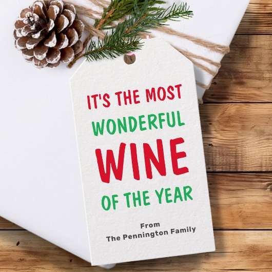 Heldere Grappige Wijn Kerstmis Cadeaulabel