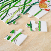 Heldere grillige kleurrijke wilde papaver aquarel legpuzzel (Zijkant)