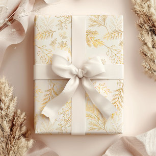Heldere & grillige Rustic Gold Winter Botanicals Inpakpapier Vel