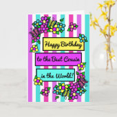 Heldere  grillige verjaardag voor neef kaart (Gele Bloem)