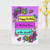 Heldere  grillige verjaardag voor nichtje kaart (Gele Bloem)